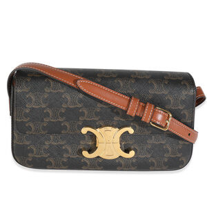 Celine Tan Calfskin Brown Triomphe Canvas Claude Bag